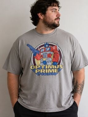 Hasbro OPTIMUS PRIME Tee Shirt Mens Size 2XL Grey 100% Cotton Graphic Tee Shirt